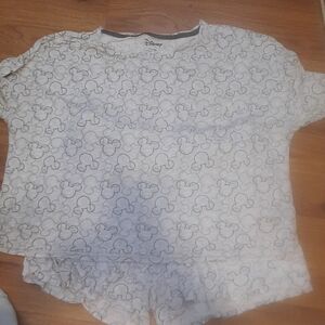 Disney Women's Mickey Mouse Pajama Set - White and Black